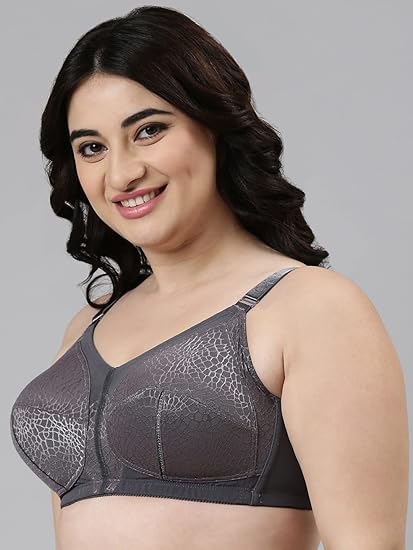 Enamor Women's Nylon Innovations Transform M-Frame Bra – Curve Support, Jiggle Control, Non-Padded, Wirefree, Full Coverage F096